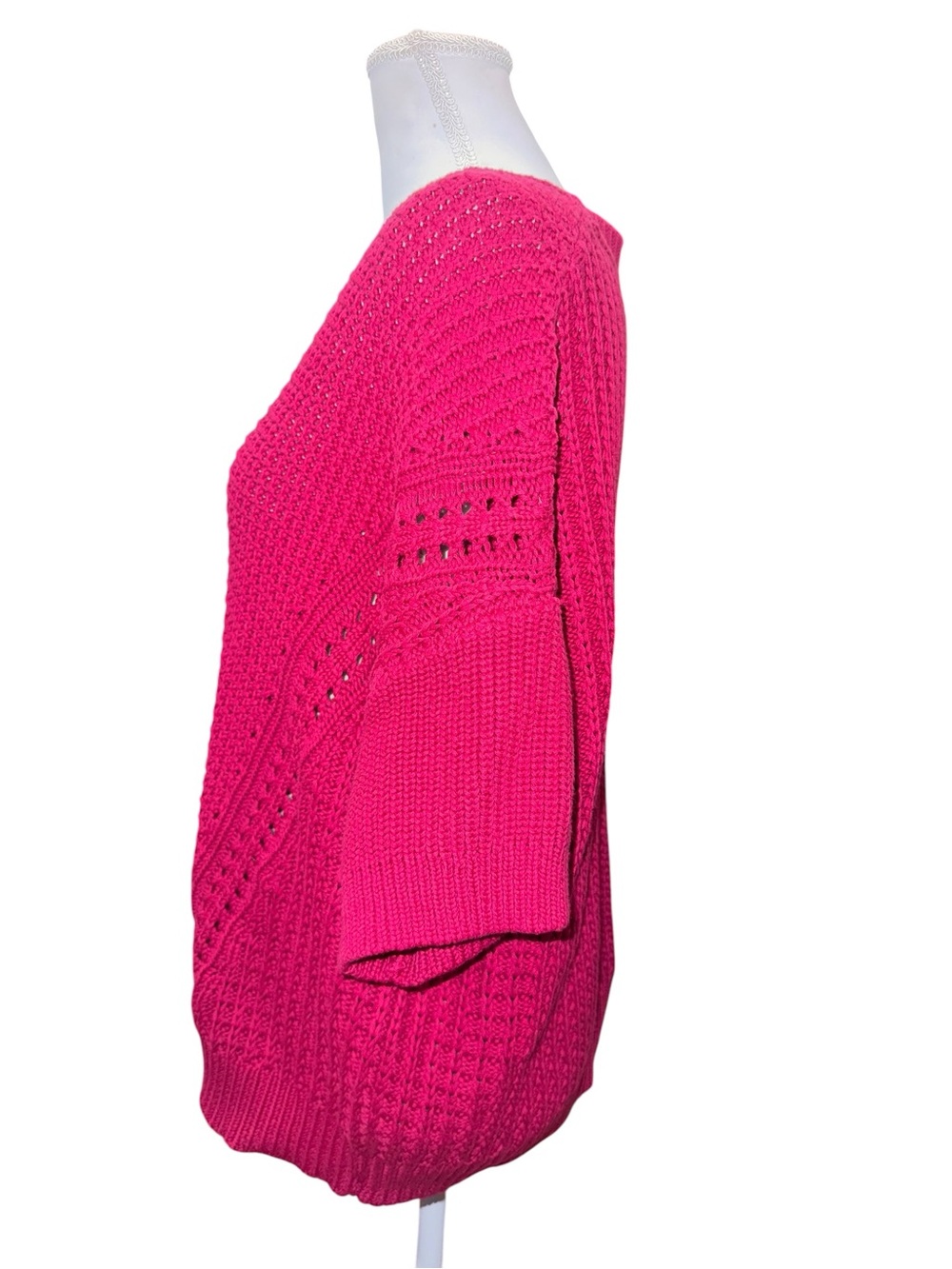 Sundance My Everyday Sweater Sangria Pink Cotton Knit Short Sleeve Large NWT - Picture 7 of 11
